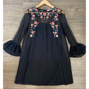 Zara | Black Embroidered Lace Dress